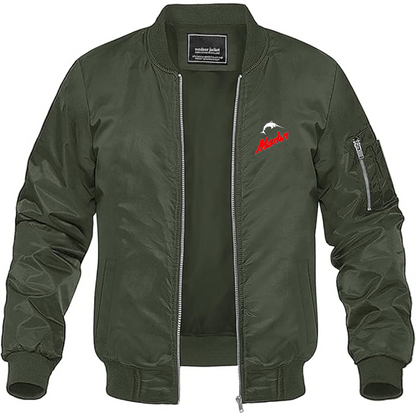 Men's Marlin Logo Lightweight Bomber Jacket Windbreaker Softshell Varsity Jacket Coat