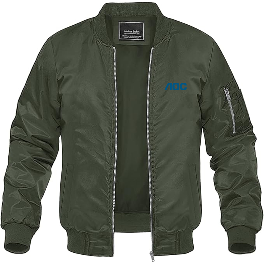 Men's AOC Logo Lightweight Bomber Jacket Windbreaker Softshell Varsity Jacket Coat