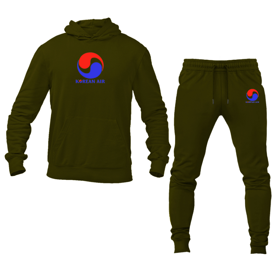 Men's Korean Air Logo  Hoodie Joggers Set