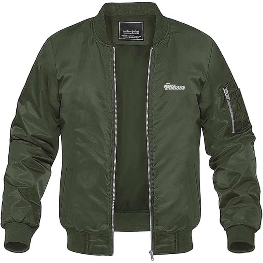 Men's The Fate Of the Furious Logo Lightweight Bomber Jacket Windbreaker Softshell Varsity Jacket Coat