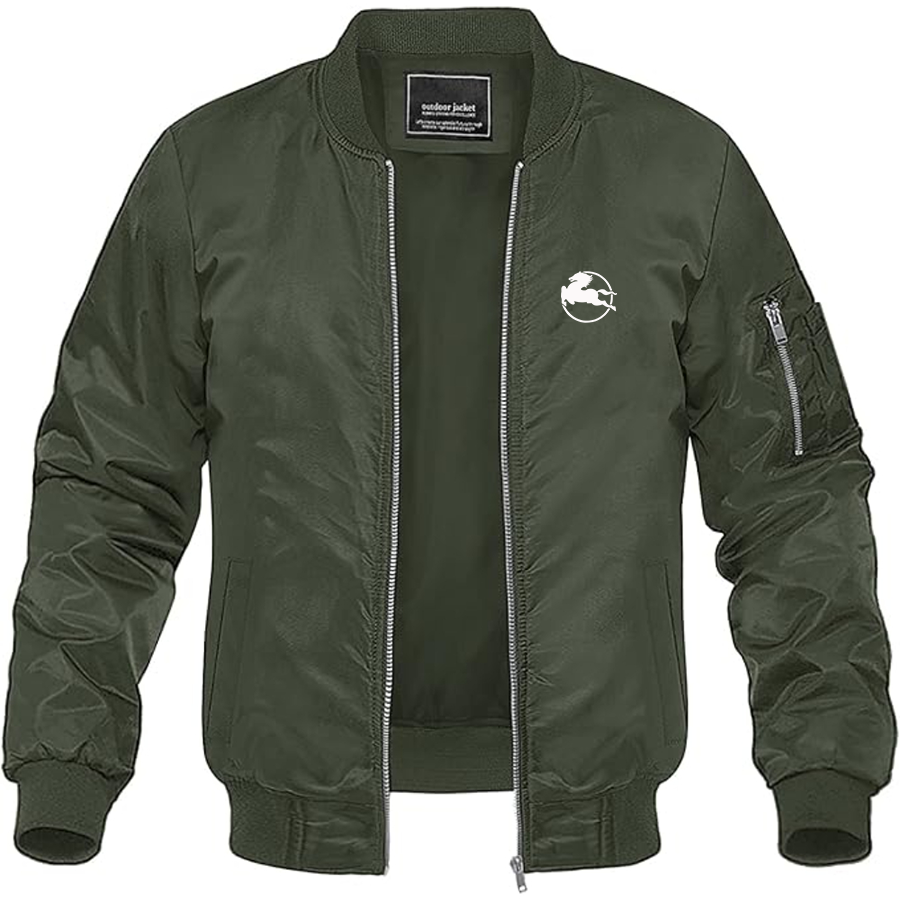 Men's Pegaso Logo Lightweight Bomber Jacket Windbreaker Softshell Varsity Jacket Coat