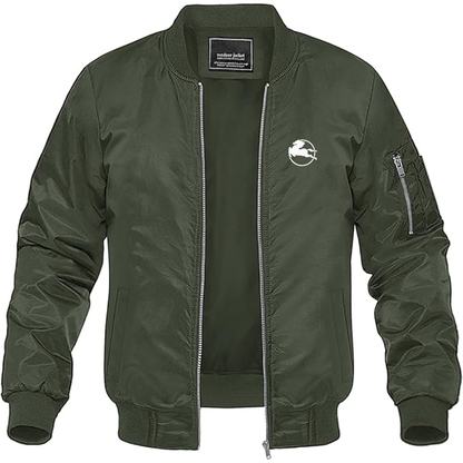 Men's Pegaso Logo Lightweight Bomber Jacket Windbreaker Softshell Varsity Jacket Coat