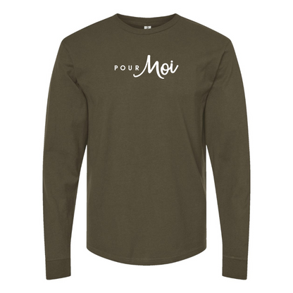Men's  Pour Moi Logo  Cotton Long Sleeve T-Shirt