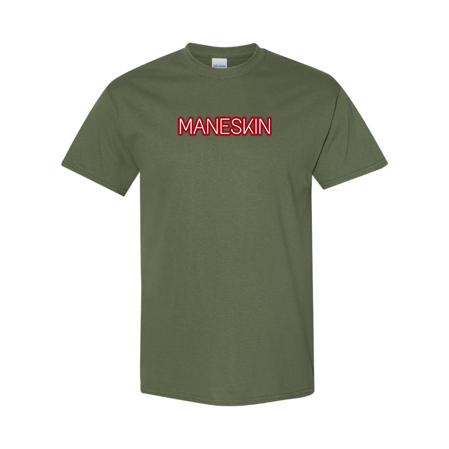 Men's Maneskin Red Neon Letter Logo Cotton T-Shirt