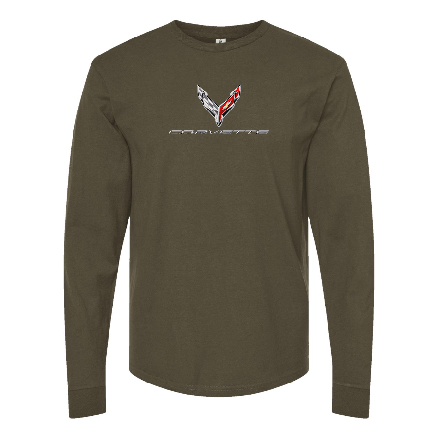 Men's Corvette Logo Cotton Long Sleeve T-Shirt