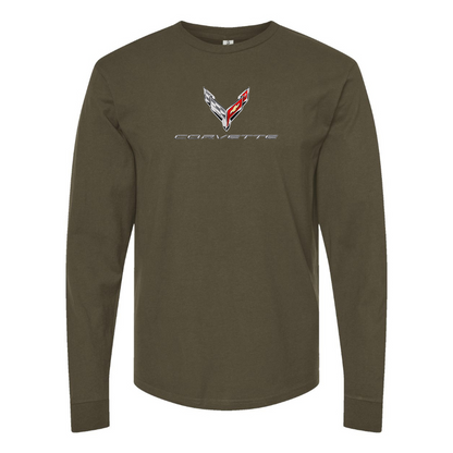 Men's Corvette Logo Cotton Long Sleeve T-Shirt