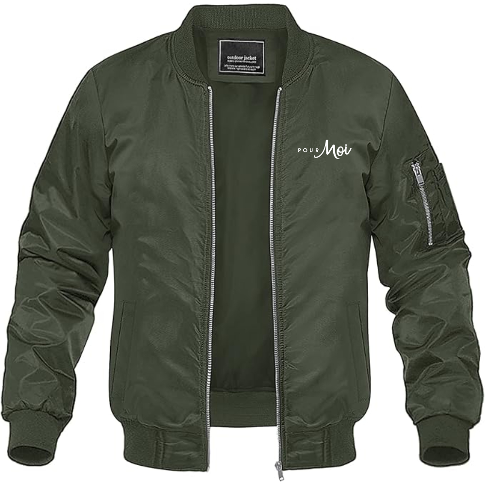 Men's Pour Moi Logo  Lightweight Bomber Jacket Windbreaker Softshell Varsity Jacket Coat