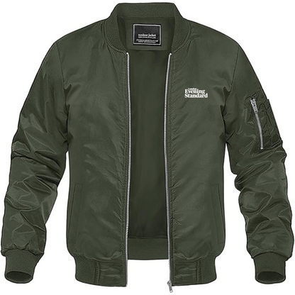 Men's London Evening Standard  Logo Lightweight Bomber Jacket Windbreaker Softshell Varsity Jacket Coat