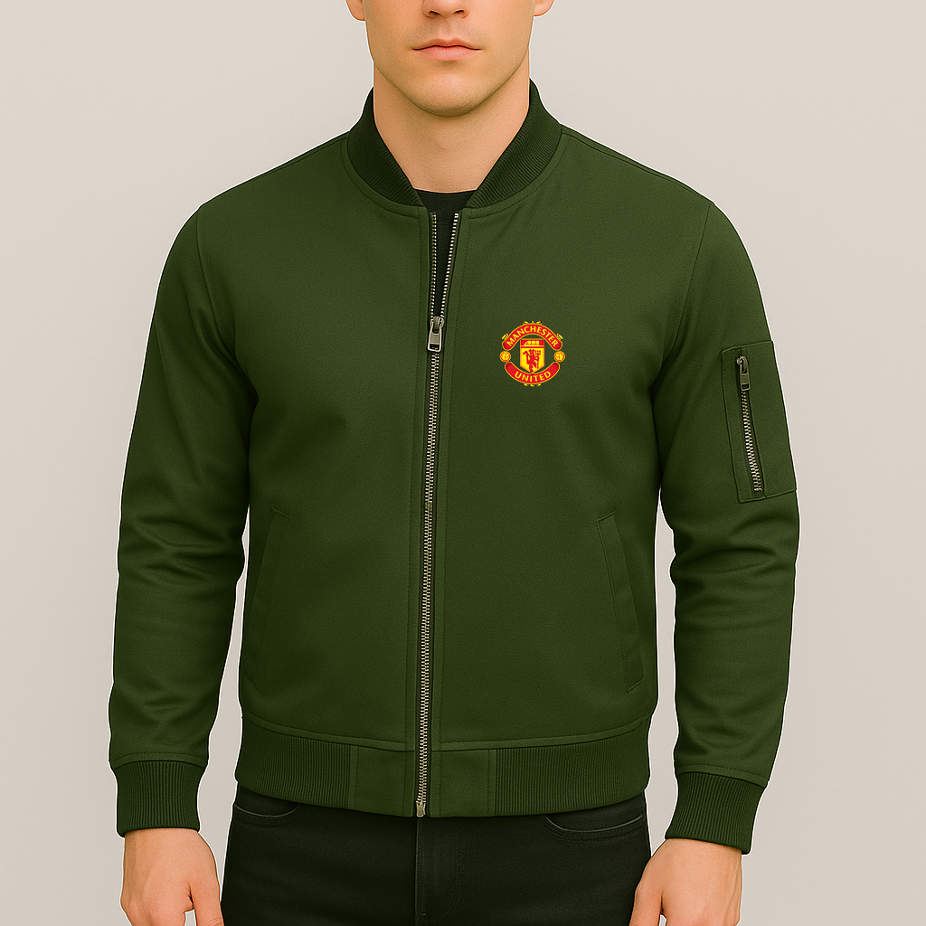 Men’s Manchester United Soccer Lightweight Bomber Jacket - Army Green
