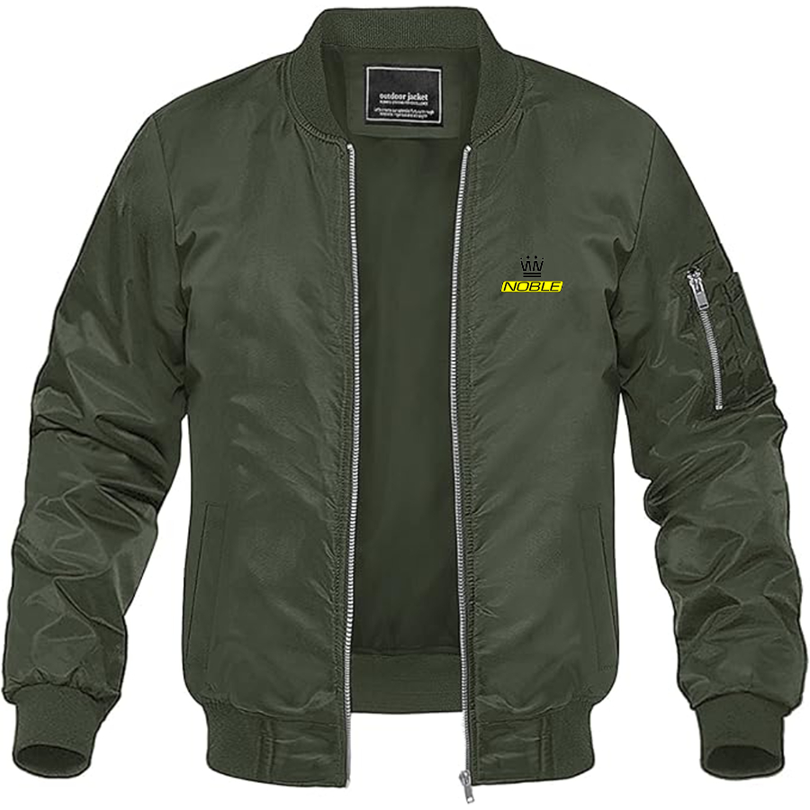Men's Noble Logo Lightweight Bomber Jacket Windbreaker Softshell Varsity Jacket Coat