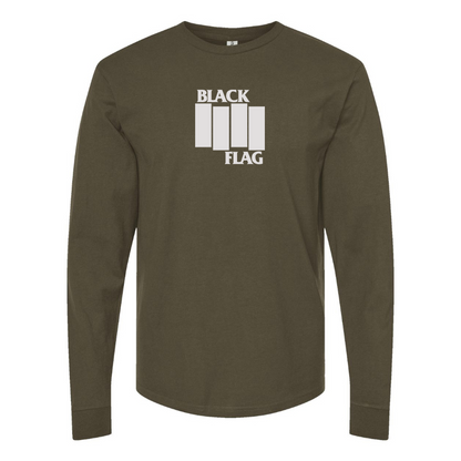 Men's Black Flag Logo Cotton Long Sleeve T-Shirt