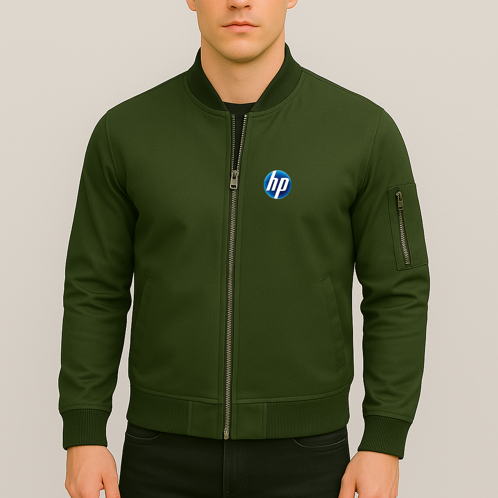 Men's HP Logo Lightweight Bomber Jacket Windbreaker Softshell Varsity Jacket Coat