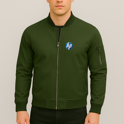 Men's HP Logo Lightweight Bomber Jacket Windbreaker Softshell Varsity Jacket Coat