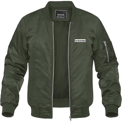 Men's The War on Drugs Logo Lightweight Bomber Jacket Windbreaker Softshell Varsity Jacket Coat
