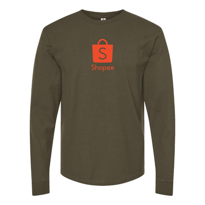 Men's Shopee Logo Cotton Long Sleeve T-Shirt