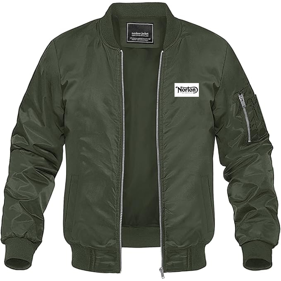 Men's Norton Logo Lightweight Bomber Jacket Windbreaker Softshell Varsity Jacket Coat