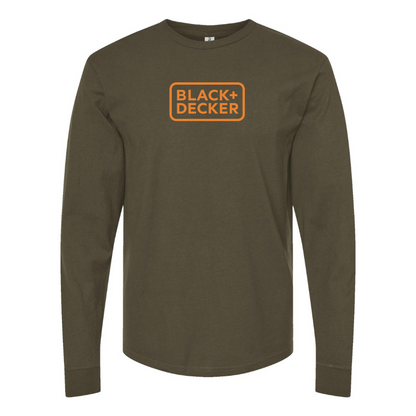 Men's Black Decker Logo Cotton Long Sleeve T-Shirt