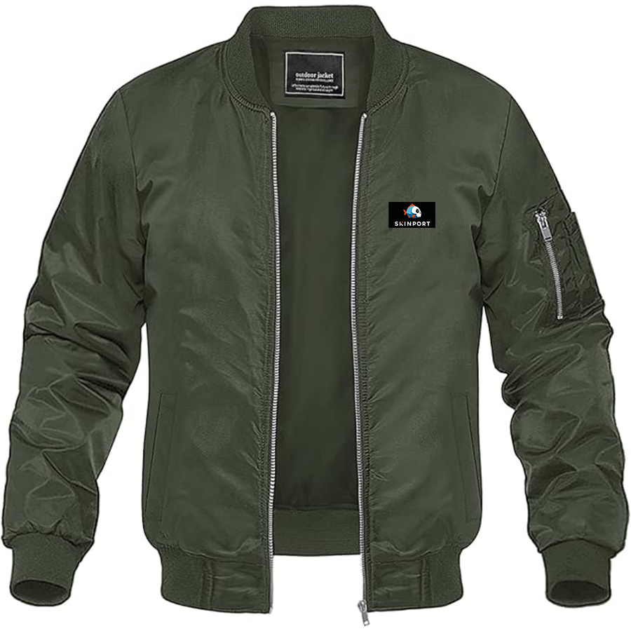 Men's Skinport  Logo Lightweight Bomber Jacket Windbreaker Softshell Varsity Jacket Coat