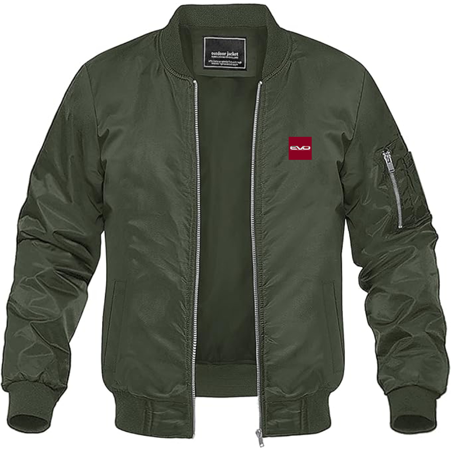 Men's EVO Logo Lightweight Bomber Jacket Windbreaker Softshell Varsity Jacket Coat