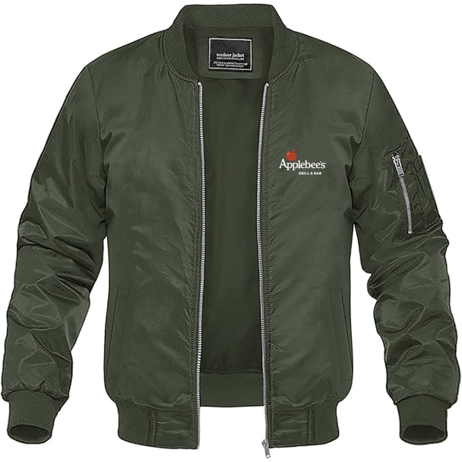 Men's Applebees Logo Lightweight Bomber Jacket Windbreaker Softshell Varsity Jacket Coat