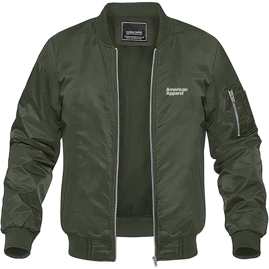 Men's American Apparel  Logo Lightweight Bomber Jacket Windbreaker Softshell Varsity Jacket Coat