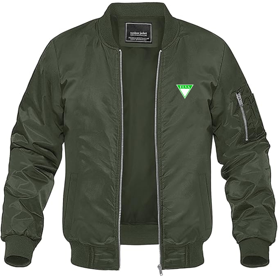 Men's Elva Logo Lightweight Bomber Jacket Windbreaker Softshell Varsity Jacket Coat