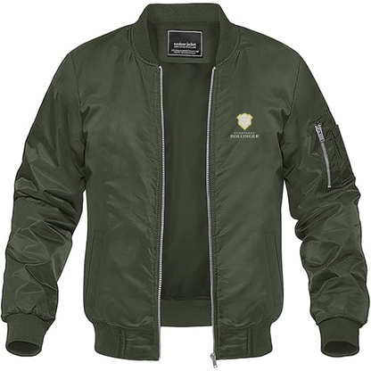 Men's Bollinger Logo Lightweight Bomber Jacket Windbreaker Softshell Varsity Jacket Coat