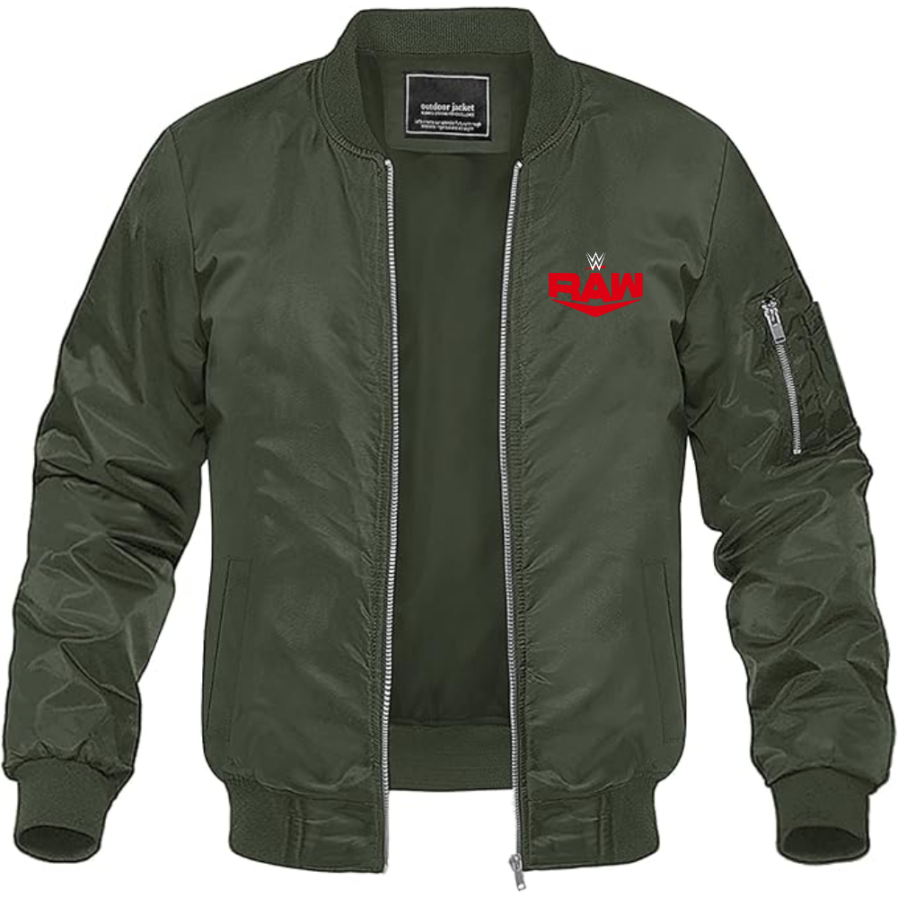 Men's WWE Raw  Lightweight Bomber Jacket Windbreaker Softshell Varsity Jacket Coat