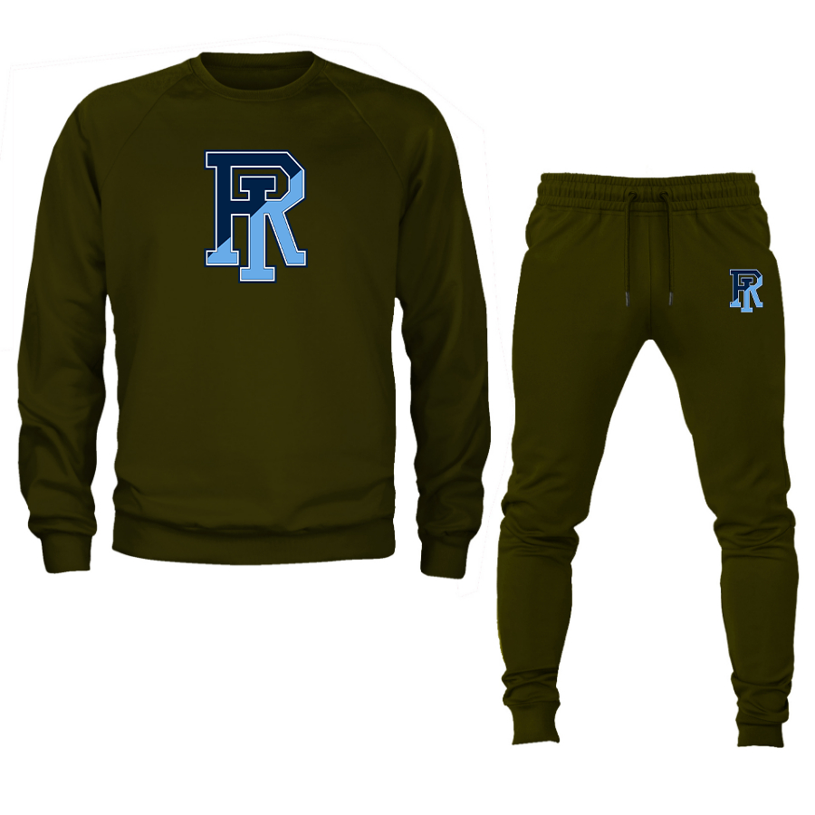 Men's Rhode Island Rams Logo Crewneck Sweatshirt Joggers Suit