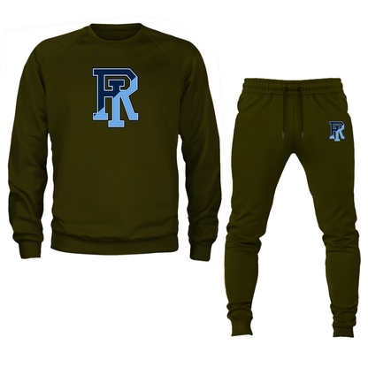 Men's Rhode Island Rams Logo Crewneck Sweatshirt Joggers Suit