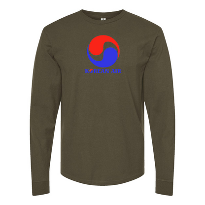 Men's Korean Air Logo Cotton Long Sleeve T-Shirt