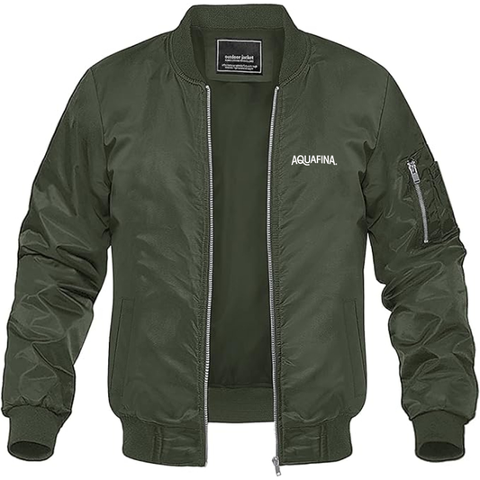 Men's Aquafina Logo Lightweight Bomber Jacket Windbreaker Softshell Varsity Jacket Coat