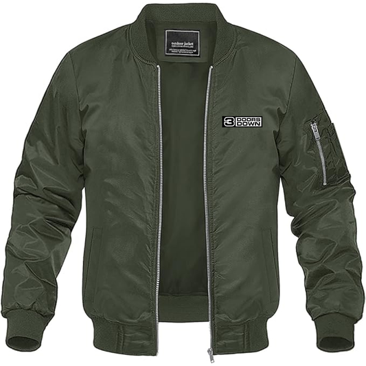 Men's 3 Doors Down Logo  Lightweight Bomber Jacket Windbreaker Softshell Varsity Jacket Coat