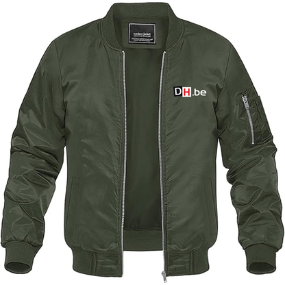 Men's DH Derniere Heure Logo Lightweight Bomber Jacket Windbreaker Softshell Varsity Jacket Coat