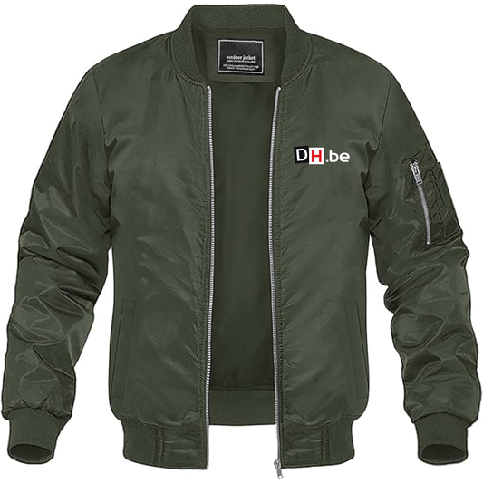 Men's DH Derniere Heure Logo Lightweight Bomber Jacket Windbreaker Softshell Varsity Jacket Coat
