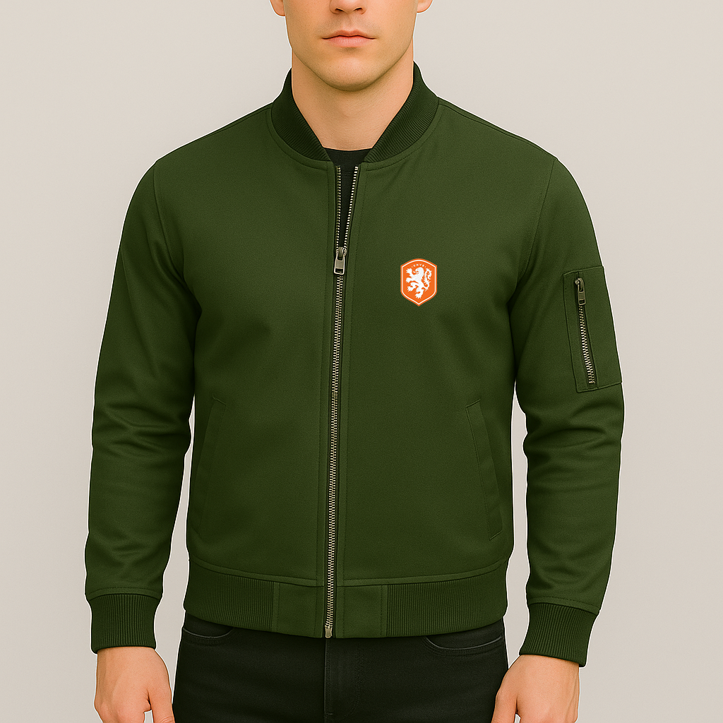 Men's Netherlands National Soccer Team Lightweight Bomber Jacket - Army Green