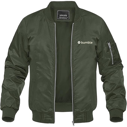Men's  Bumble Logo Lightweight Bomber Jacket Windbreaker Softshell Varsity Jacket Coat