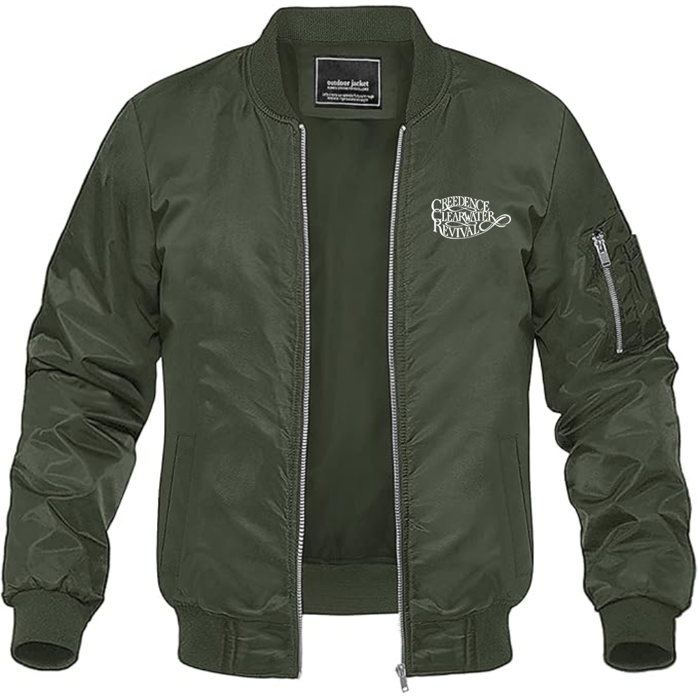 Men's Creedence Clearwater Revival Logo Lightweight Bomber Jacket Windbreaker Softshell Varsity Jacket Coat