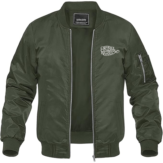 Men's Creedence Clearwater Revival Logo Lightweight Bomber Jacket Windbreaker Softshell Varsity Jacket Coat