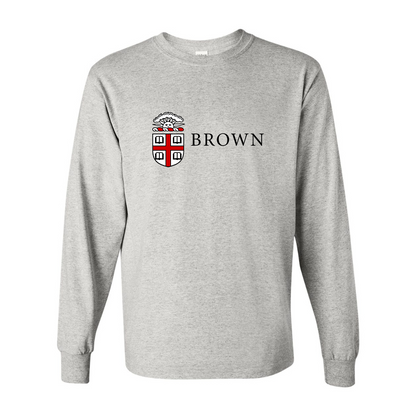 Men's Brown University Gildan Heavy Cotton Long Sleeve T-Shirt