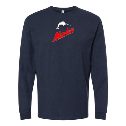 Men's Marlin Logo Cotton Long Sleeve T-Shirt