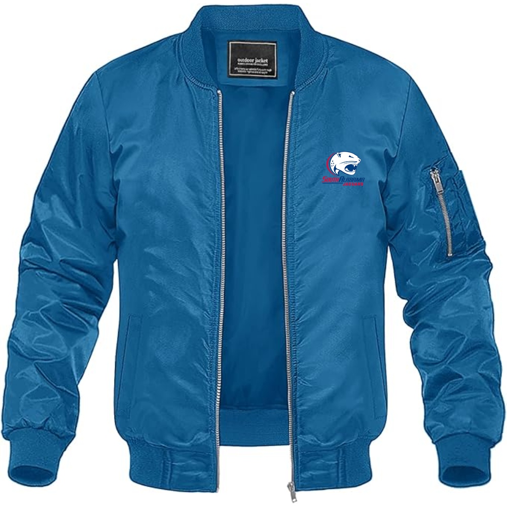 Men's South Alabama Jaguars Logo Lightweight Bomber Jacket Windbreaker Softshell Varsity Jacket Coat