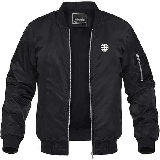 Men's Internet Globe Lightweight Bomber Jacket Windbreaker Softshell Varsity Jacket Coat