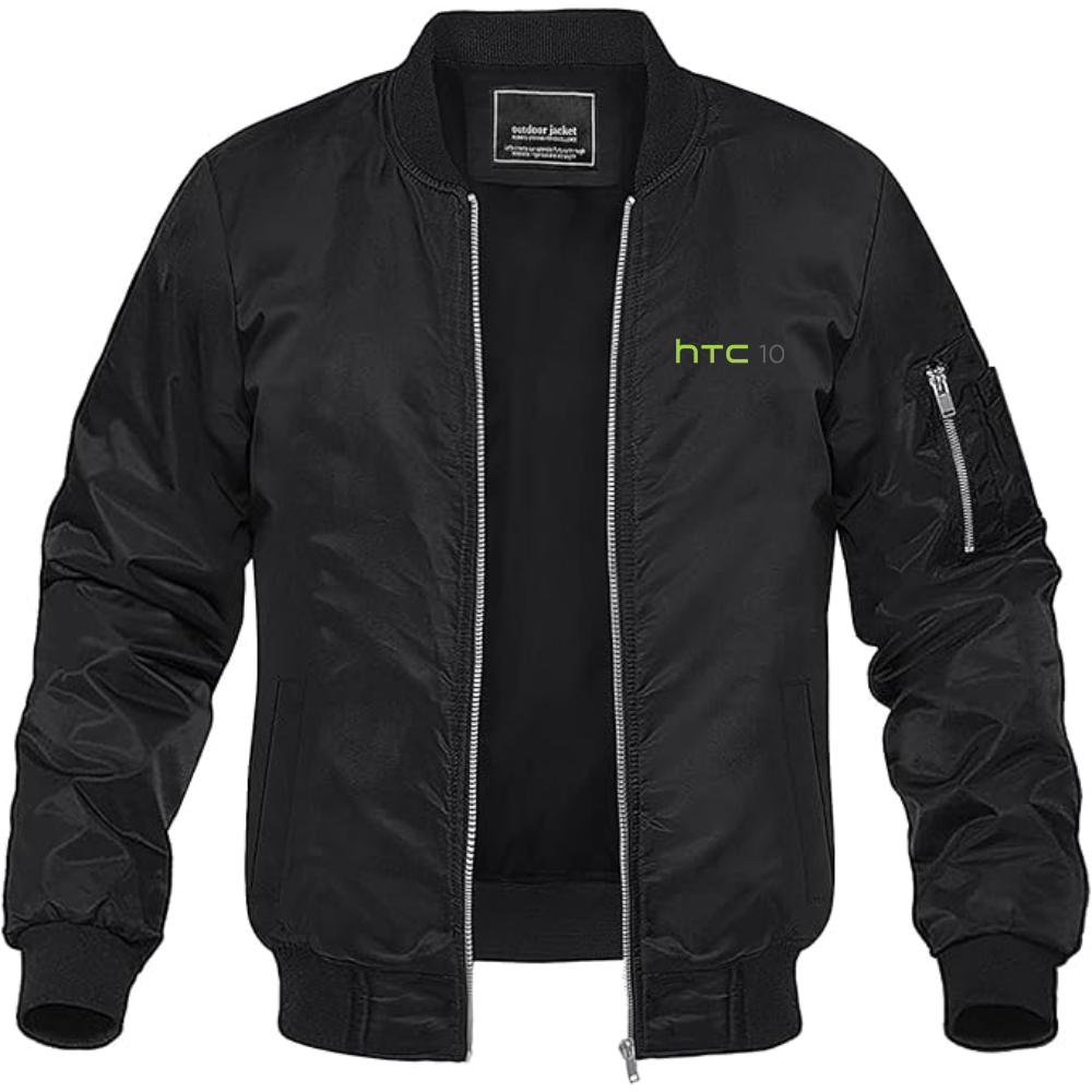 Men's HTC 10 Logo Lightweight Bomber Jacket Windbreaker Softshell Varsity Jacket Coat