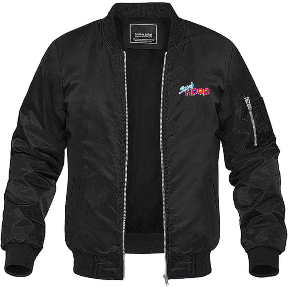 Men's Simply Kpop Lightweight Bomber Jacket Windbreaker Softshell Varsity Jacket Coat