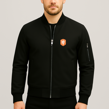 Men's Netherlands National Soccer Team Lightweight Bomber Jacket - Black