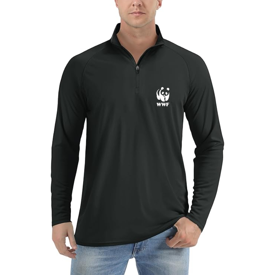 Men's WWF  Lightweight Quarter-Zip Athletic Shirt Long Sleeve Performance Wear