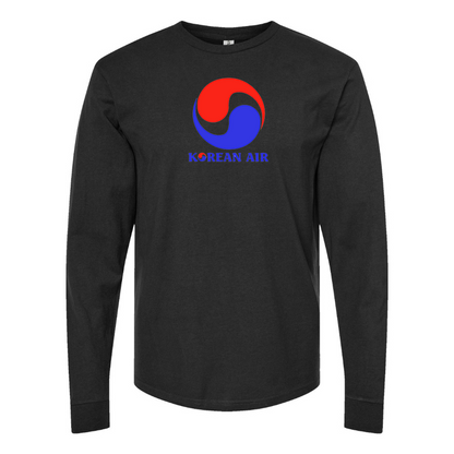 Men's Korean Air Logo Cotton Long Sleeve T-Shirt