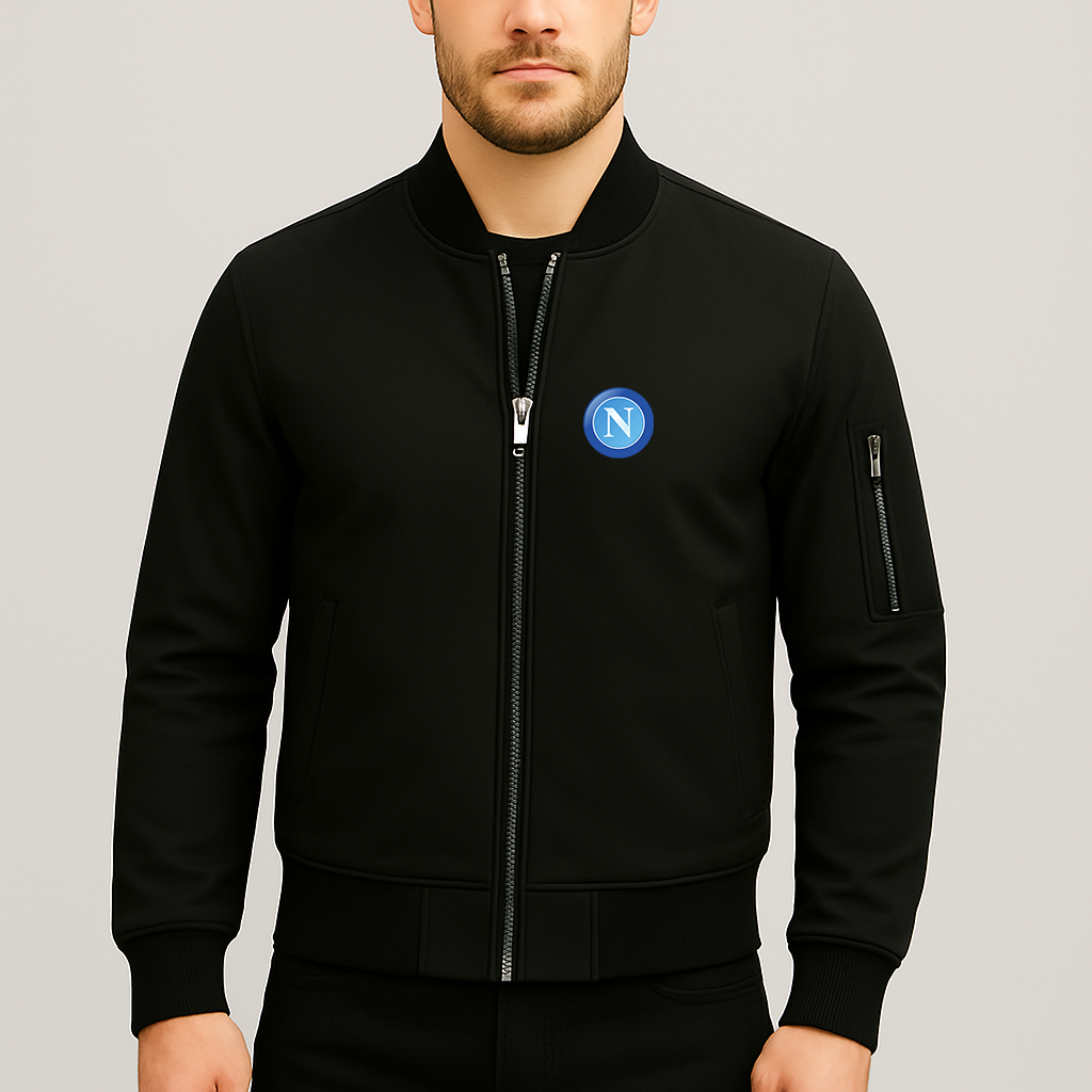 Men's Napoli FC Lightweight Bomber Jacket - Black