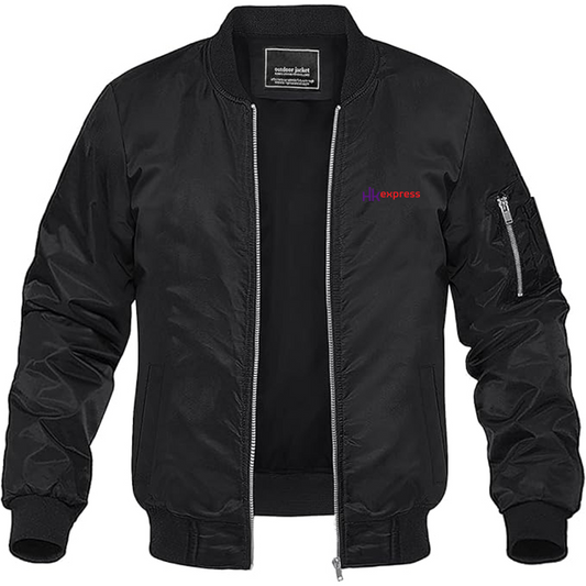 Men's  HK Express Logo Lightweight Bomber Jacket Windbreaker Softshell Varsity Jacket Coat